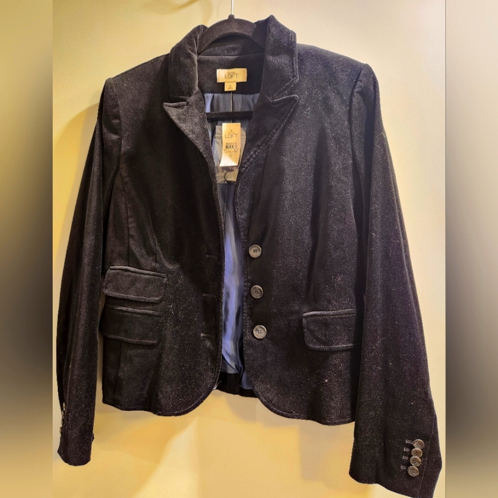 NWT Loft black velvet blazer size 8